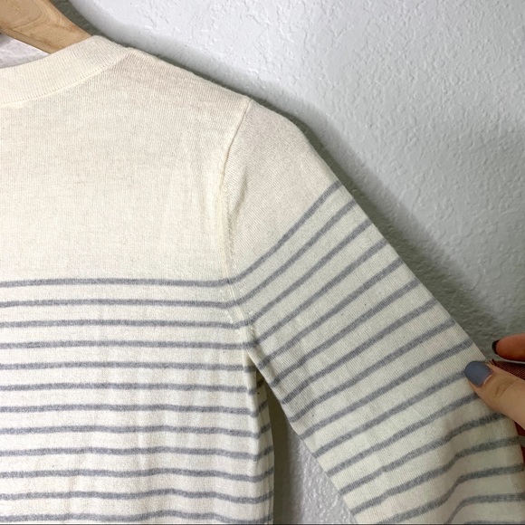 Club Monaco cream striped wool long sleeve sweater - Picture 7 of 7
